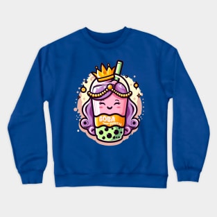 Boba Princess Bubble Tea Cartoon Girl Crewneck Sweatshirt